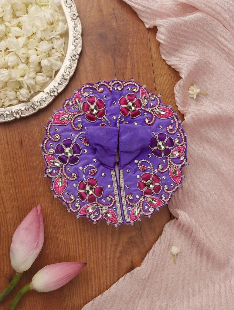 Handmade Lavender Laddu Gopal Dress - Designer Poshak for Kanha Ji, Bal Gopal & Krishna Ji | Fancy Janmashtami Outfit