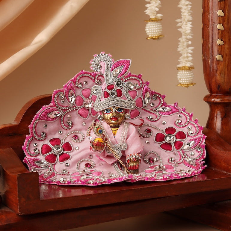 Handmade Pink Pushp Mala Laddu Gopal Dress | Designer Kanha Ji Poshak for Janmashtami | Fancy Bal Gopal & Krishna Ji Dress