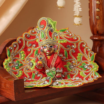 Handmade Madhuban Red Laddu Gopal Poshak - Designer Bal Gopal Dress for Janmashtami, Fancy Kanha Ji Dress, Krishna Ji Poshak