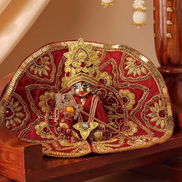 Handmade Maroon Laddu Gopal Dress - Designer Kanha Ji Poshak for Janmashtami | Fancy Bal Gopal Dress & Krishna Ji Outfit