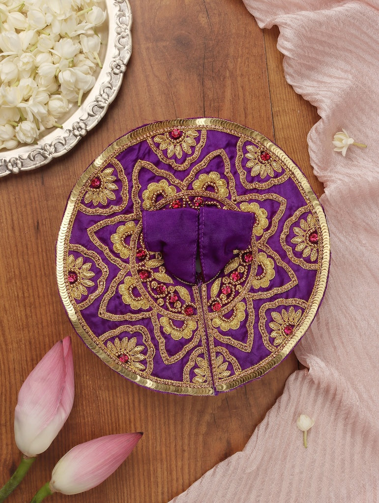 Handmade Divya Raas Purple Laddu Gopal Dress | Designer Kanha Ji Poshak for Janmashtami | Fancy Bal Gopal Dress & Krishna Ji Outfit