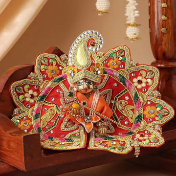 Handmade Madhur Leela Orange Laddu Gopal Dress - Designer Kanha Ji Poshak for Janmashtami, Fancy Bal Gopal Dress, Krishna Ji Outfit