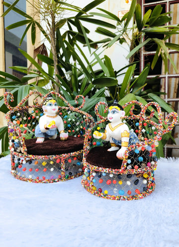 Multi Pearls net sofa unique design for laddu gopal ji