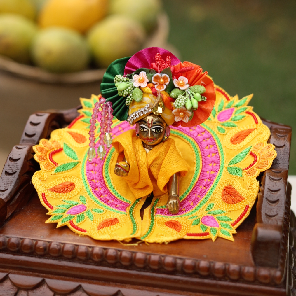 Handmade Yellow Mulmul Cotton Laddu Gopal Dress | Designer Kanha Ji Poshak for Janmashtami | Fancy Bal Gopal Dress & Krishna Ji Outfit