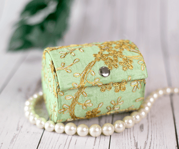 Handmade Sea Green 4" Embroidered Bangle Holder Box for Laddu Gopal Dress, Kanha Ji Poshak, and Bal Gopal Dress - Perfect for Janmashtami Festival