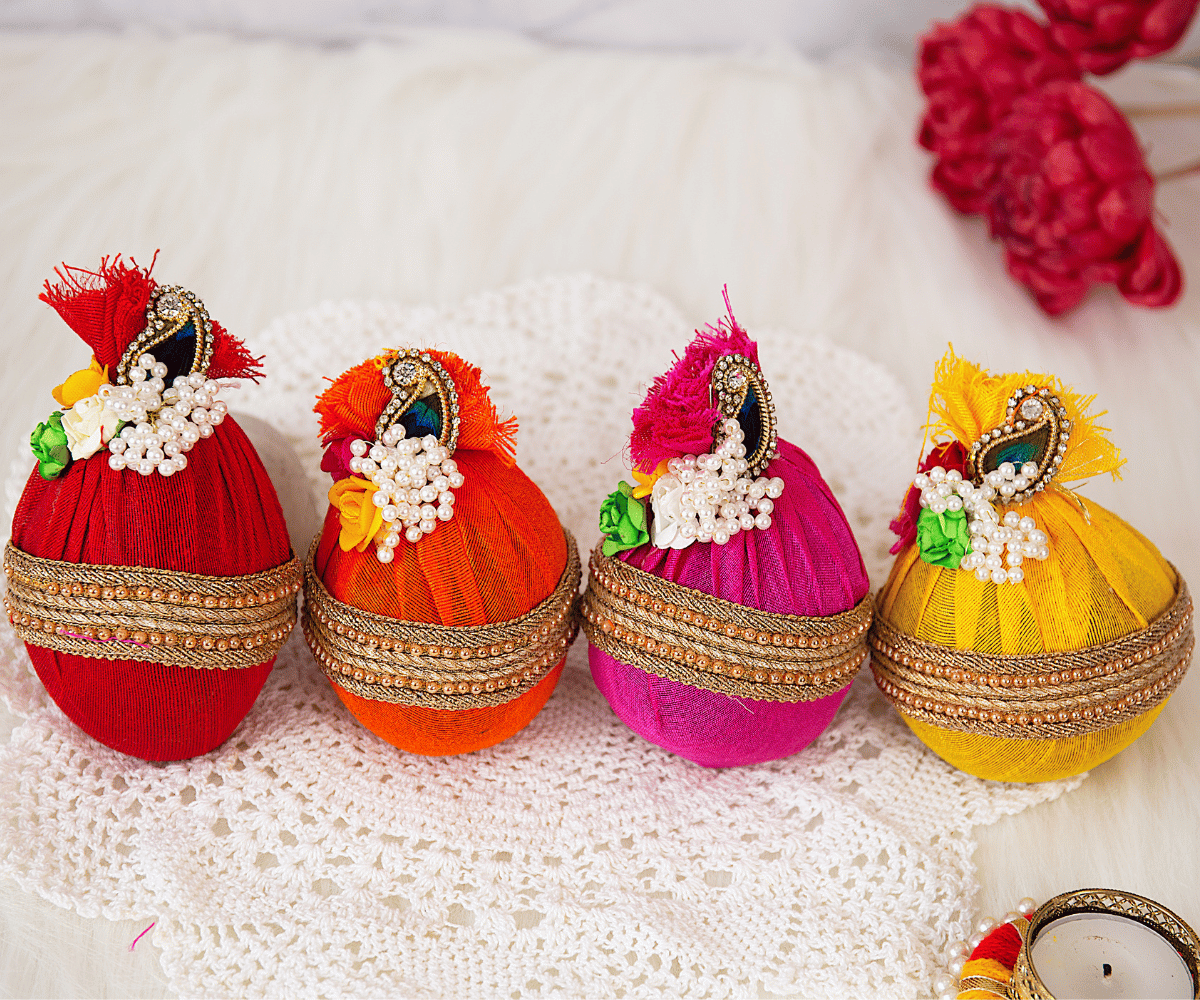 Handmade Shagun Nariyals (Pack of 2) in Pink - Perfect for Janmashtami Celebrations, Ideal for Laddu Gopal Dress, Kanha Ji Poshak & Bal Gopal Dress