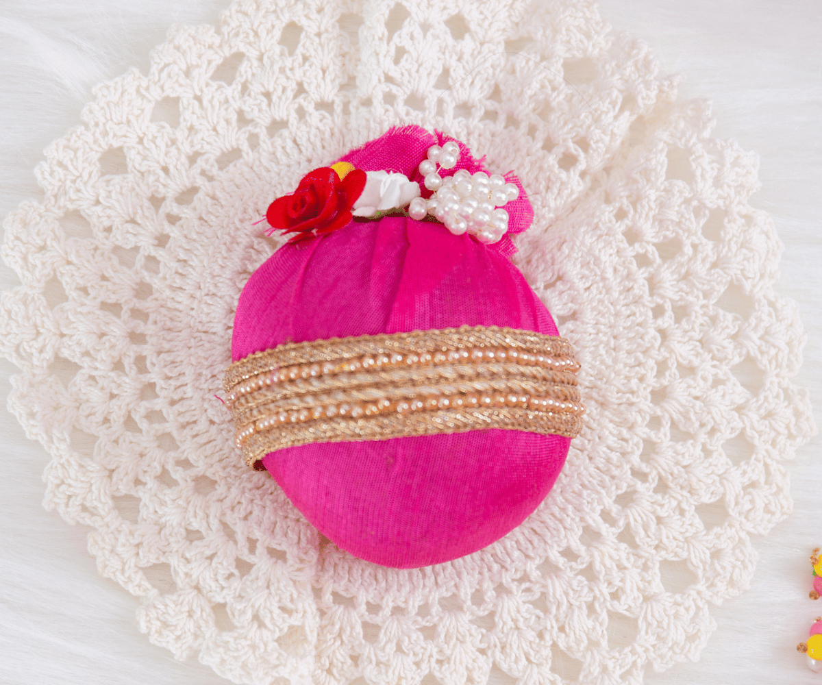 Handmade Shagun Nariyals (Pack of 2) in Pink - Perfect for Janmashtami Celebrations, Ideal for Laddu Gopal Dress, Kanha Ji Poshak, and Bal Gopal Dress