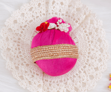 Handmade Shagun Nariyals (Pack of 2) in Pink - Perfect for Janmashtami Celebrations, Ideal for Laddu Gopal Dress, Kanha Ji Poshak, and Bal Gopal Dress