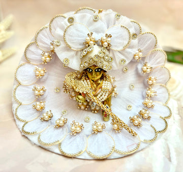 Handmade Sparkling White Laddu Gopal Dress - Designer Kanha Ji Poshak for Janmashtami & Festivals | Fancy Bal Gopal Dress