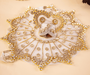Handmade White Stone Laddu Gopal Dress - Designer Kanha Ji Poshak for Janmashtami, Fancy Bal Gopal Dress, Krishna Ji Dress