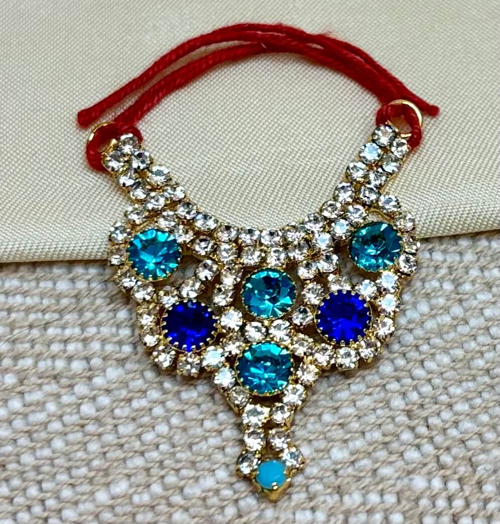 Sky Blue Heavy Stone Jerken Necklace / Haar for laddu gopal ji (1 no - 3 no )
