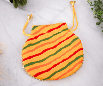 Handmade Small Leheriya Potli Bags (Pack of 10) in Mix Colors - Perfect for Laddu Gopal Dress, Kanha Ji Poshak, and Janmashtami Celebrations