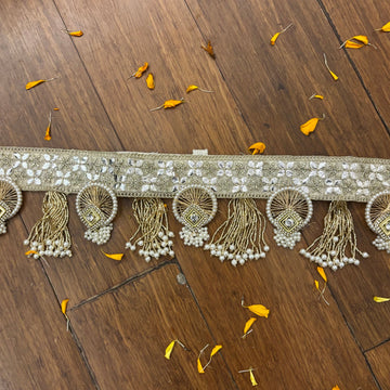 Handmade Designer Halo Pearl Toran for Laddu Gopal Dress | Fancy Kanha Ji Poshak & Bal Gopal Dress for Janmashtami Celebrations
