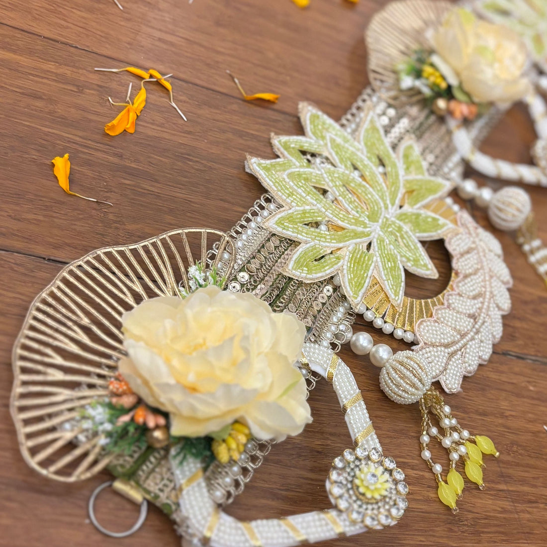 Handmade Aurora Lotus Toran - Designer Laddu Gopal Dress & Kanha Ji Poshak for Janmashtami | Fancy Bal Gopal & Krishna Ji Dress