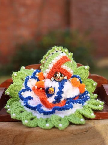 Handmade Tricolor Wool Laddu Gopal Poshak Set - 3 Pc Designer Dress for Kanha Ji, Bal Gopal & Krishna Ji - Perfect for Janmashtami Festival