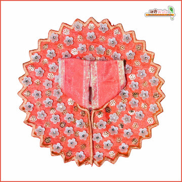 Handmade Light Orange Laddu Gopal Poshak with Blended Sitara Stone Work | Designer Kanha Ji Dress for Janmashtami & Festivals | Fancy Bal Gopal Dress