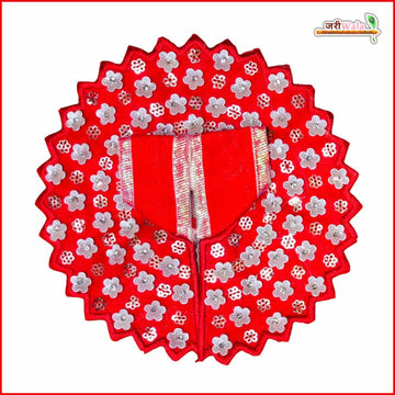Handmade Designer Red Laddu Gopal Dress with Blended Sitara Stone Work | Fancy Kanha Ji Poshak for Janmashtami & Festivals | Bal Gopal & Krishna Ji Dress