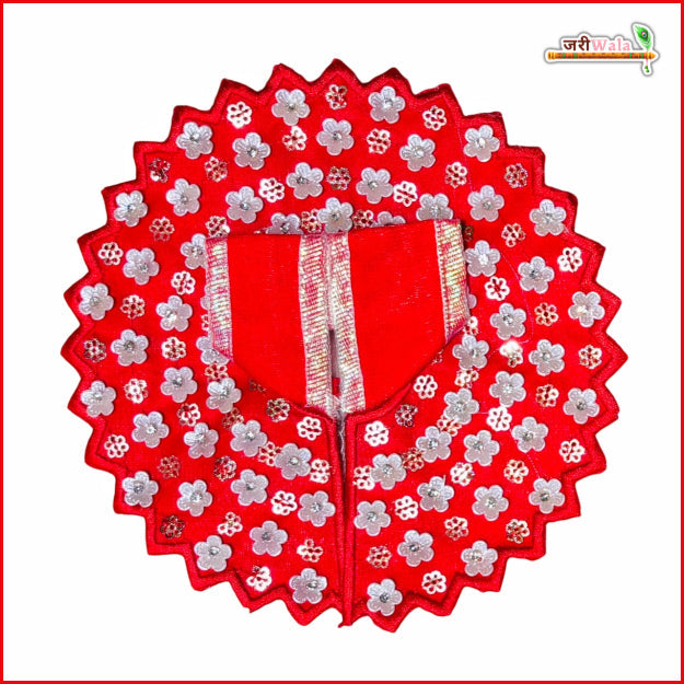 Handmade Designer Red Laddu Gopal Dress with Blended Sitara Stone Work | Fancy Kanha Ji Poshak for Janmashtami & Festivals | Bal Gopal & Krishna Ji Dress