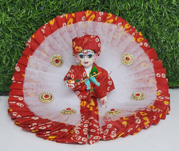 Handmade Bhandhej Dress for Kanha Ji - Designer Laddu Gopal Poshak, Fancy Bal Gopal Dress for Janmashtami & Festivals, Krishna Ji Dress