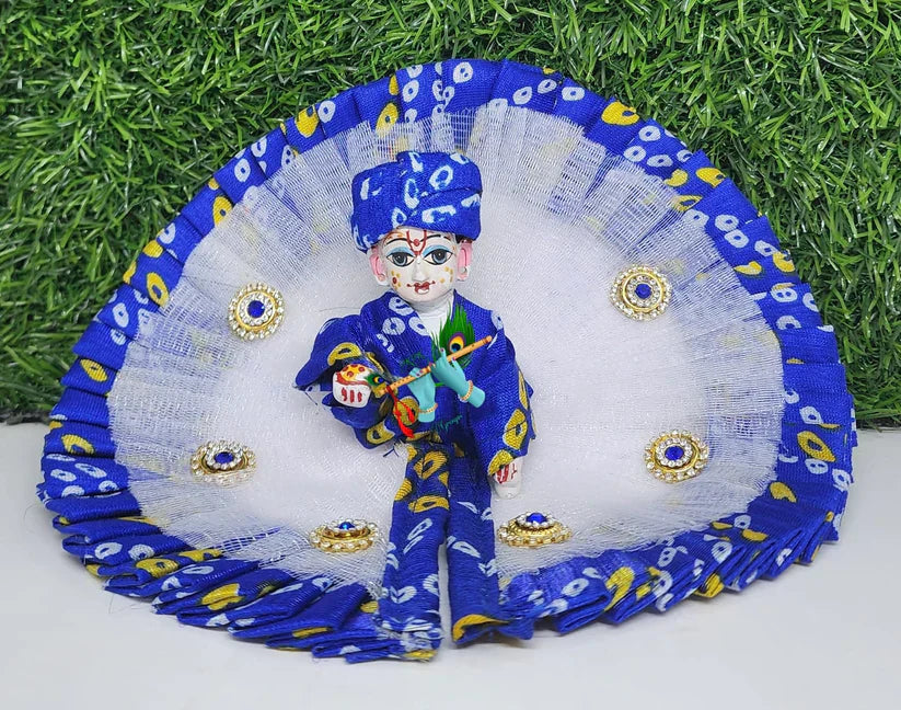 Handmade Bhandhej Dress for Kanha Ji - Designer Laddu Gopal Poshak, Fancy Bal Gopal Dress for Janmashtami & Festivals, Krishna Ji Dress
