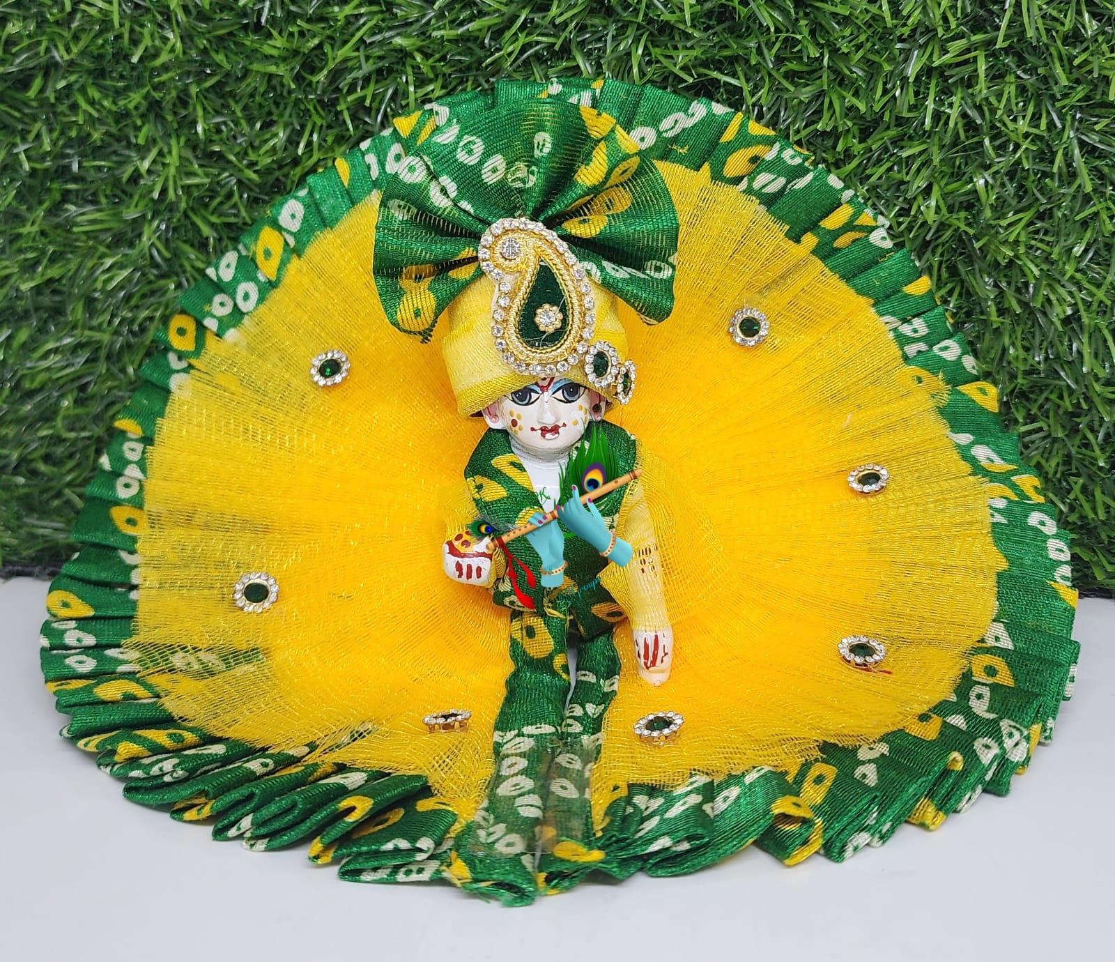 Handmade Bhandhej Dress for Laddu Gopal Ji | Designer Kanha Ji Poshak & Bal Gopal Dress for Janmashtami Festival