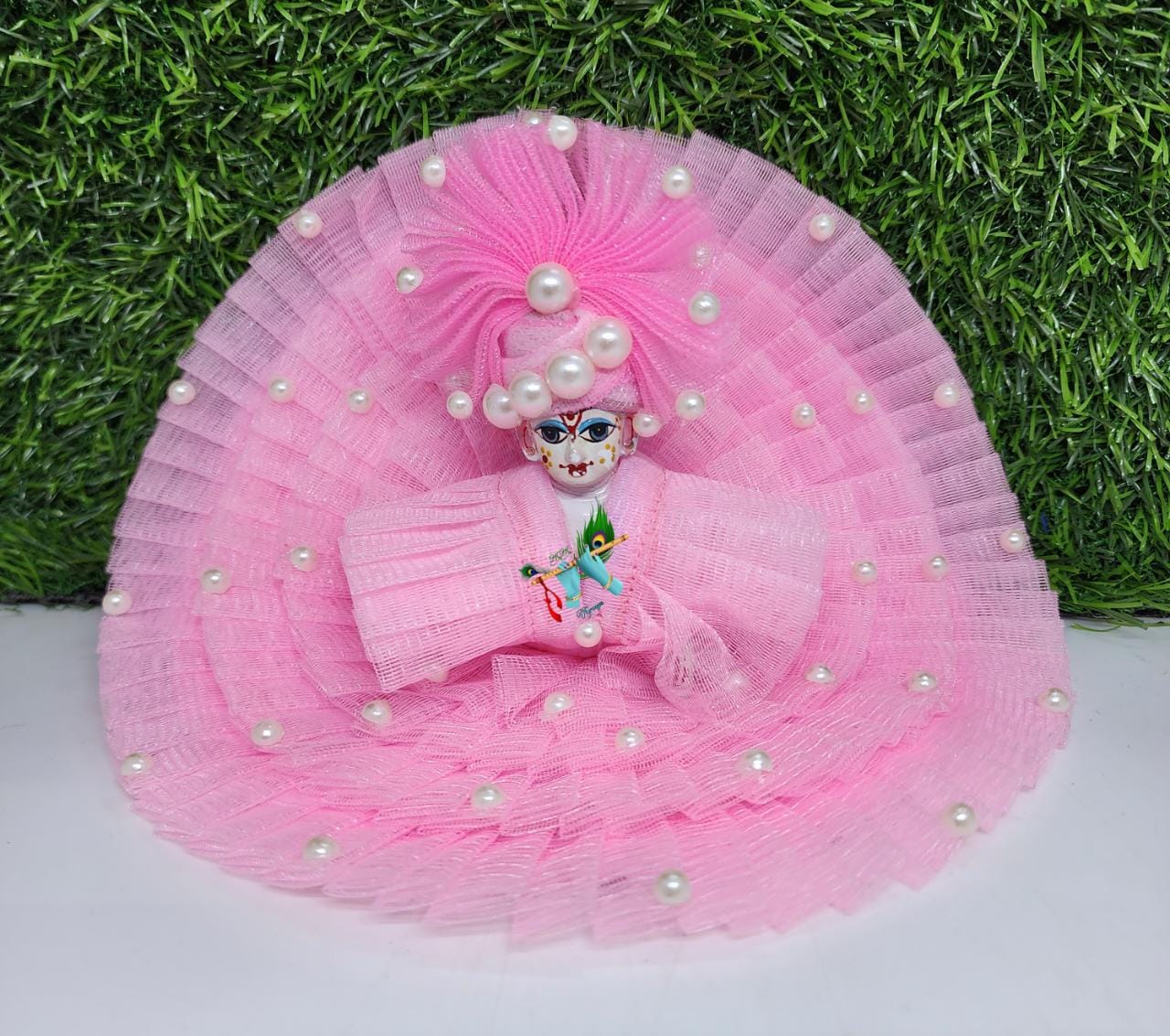Designer Laddu Gopal Dress with Pagdi - Fancy Kanha Ji Poshak for Janmashtami, Diwali & Holi | Comfortable Fabric, Sizes 0-6
