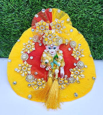 Designer Laddu Gopal Dress with Pagdi & Patka | Fancy Kanha Ji Poshak for Janmashtami, Holi & Diwali | Sizes 0-6 Available