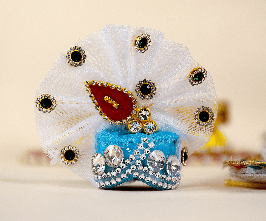 Handmade White Cone Design Laddu Gopal Dress - Fancy Kanha Ji Poshak for Janmashtami, Bal Gopal & Krishna Ji Dress, Designer Festival Outfit