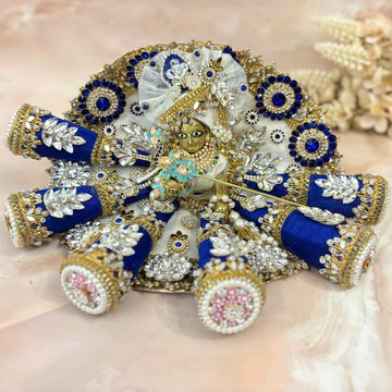 Handmade Shvetārāvinda Laddu Gopal Dress - Designer Kanha Ji Poshak, Fancy Bal Gopal Outfit for Janmashtami Celebrations