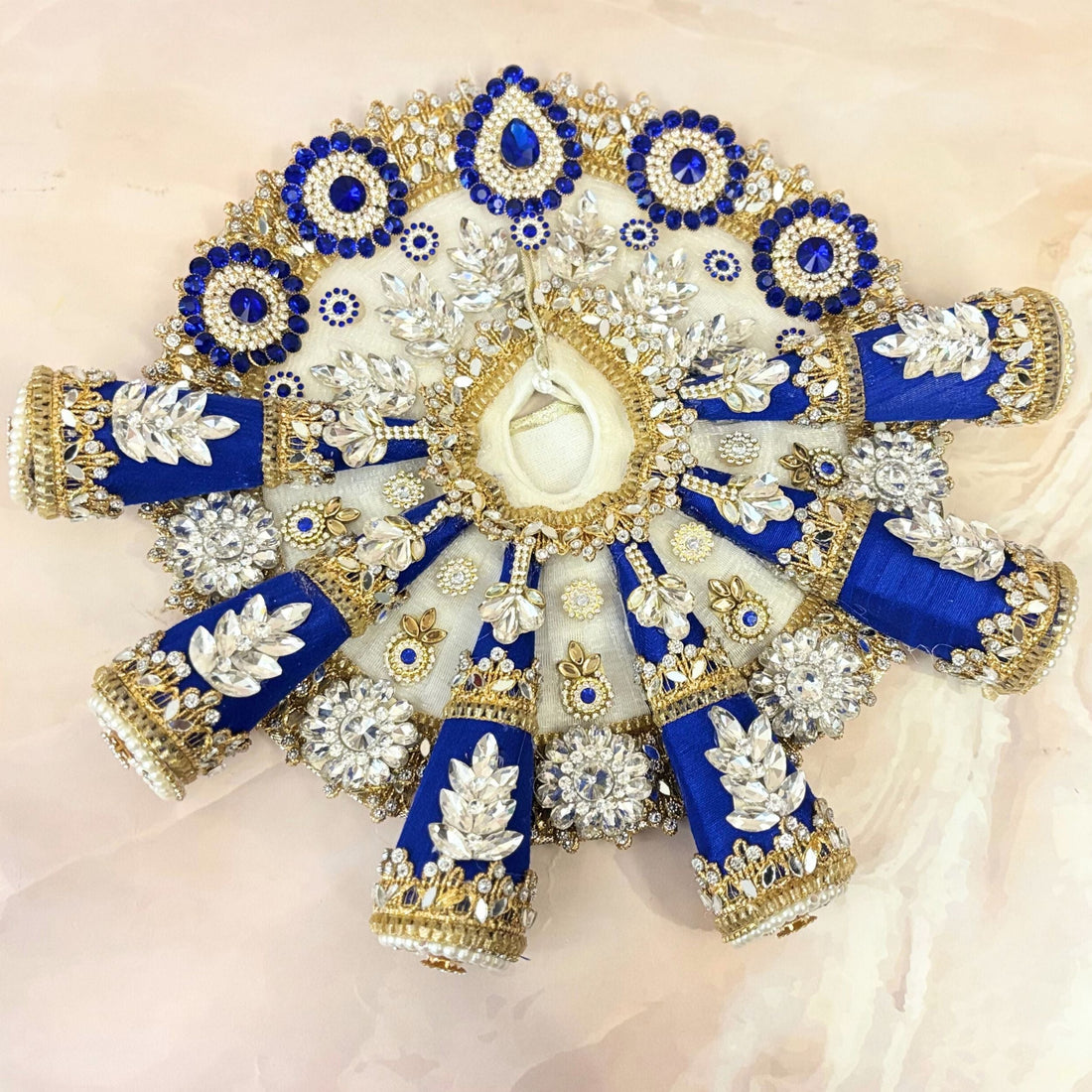 Handmade Shvetārāvinda Laddu Gopal Dress - Designer Kanha Ji Poshak for Janmashtami, Fancy Bal Gopal Dress, Krishna Ji Outfit