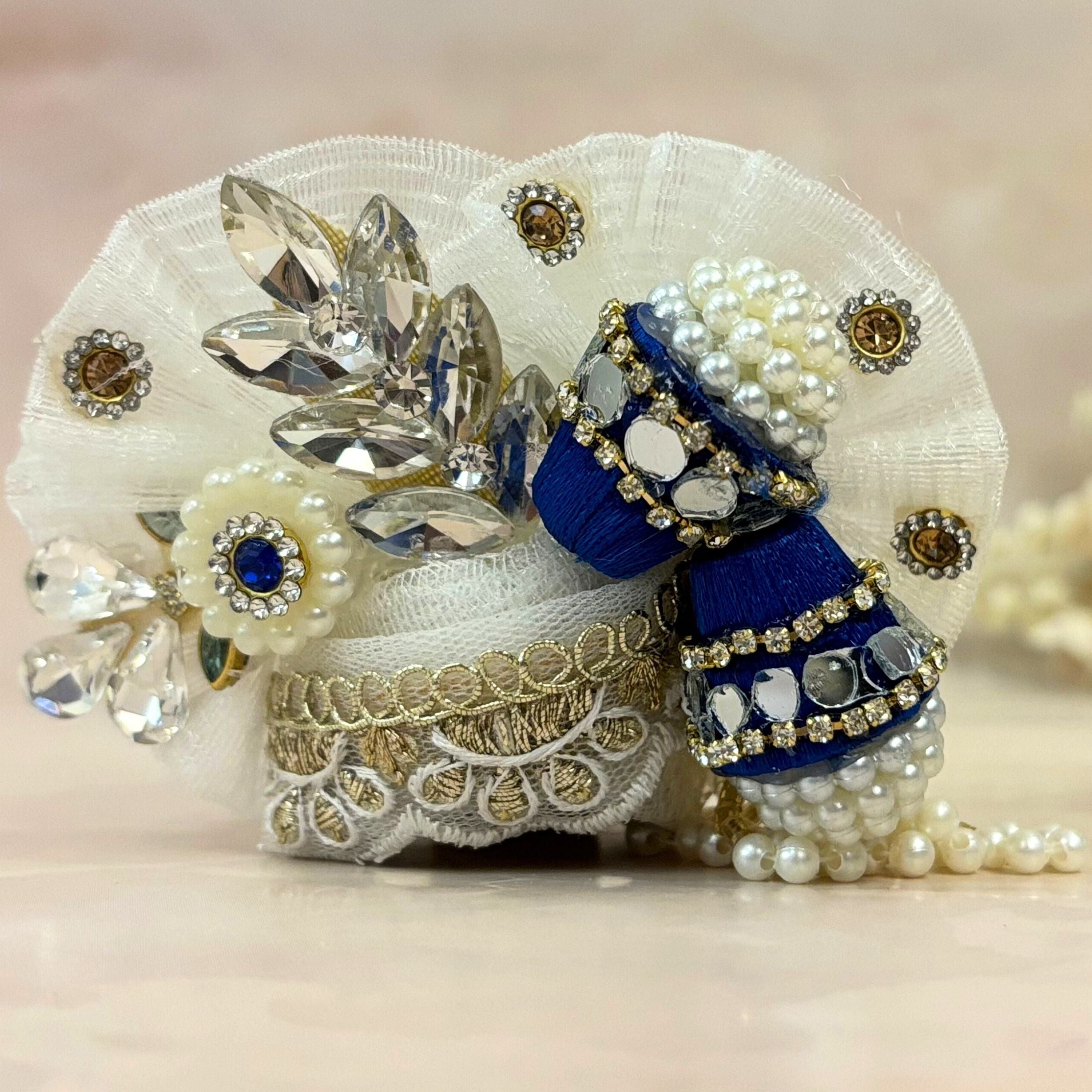 Handmade Shvetārka Laddu Gopal Dress - Designer Kanha Ji Poshak for Janmashtami, Fancy Bal Gopal Dress, Krishna Ji Dress