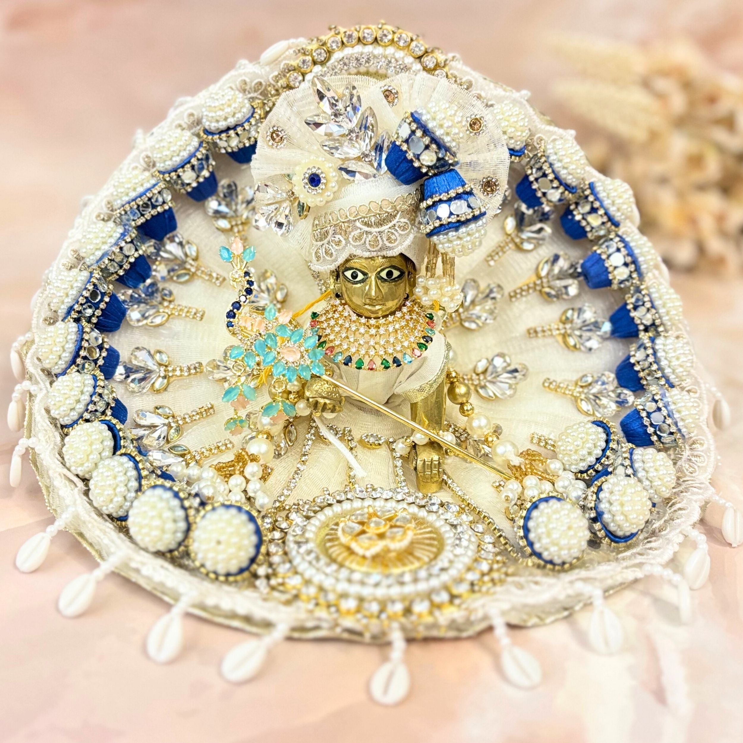 Handmade Shvetārka Laddu Gopal Dress - Designer Kanha Ji Poshak for Janmashtami, Fancy Bal Gopal Dress, Krishna Ji Dress