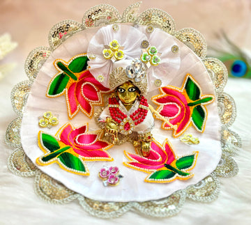 Handmade White & Pink Designer Laddu Gopal Dress | Fancy Kanha Ji Poshak for Janmashtami | Bal Gopal & Krishna Ji Dress
