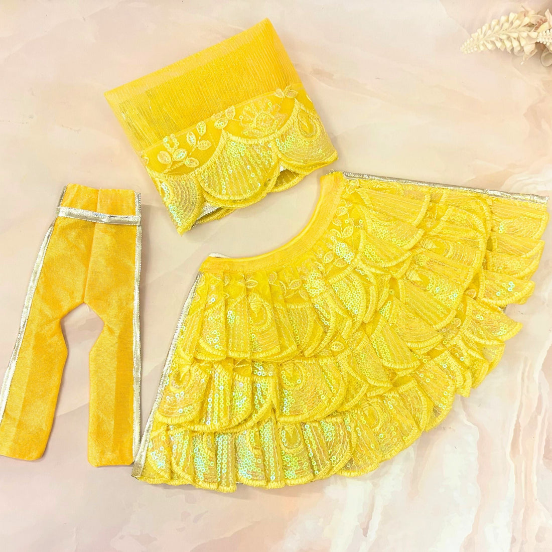 Handmade Suvrana Mata Rani Dress - Designer Laddu Gopal Dress, Kanha Ji Poshak, Bal Gopal Dress for Janmashtami Festival