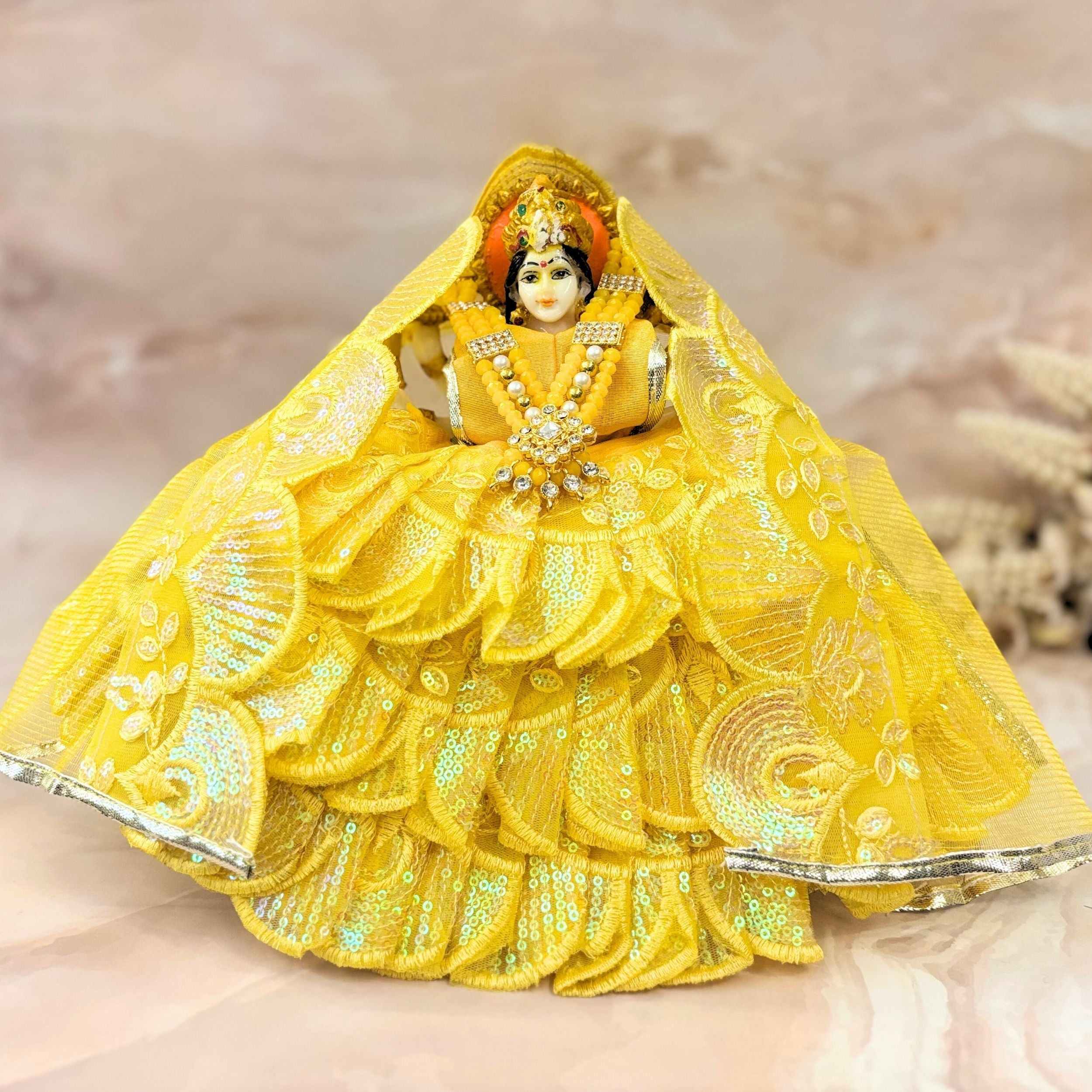 Handmade Suvrana Mata Rani Dress - Designer Laddu Gopal Dress, Kanha Ji Poshak, Bal Gopal Dress for Janmashtami Festival