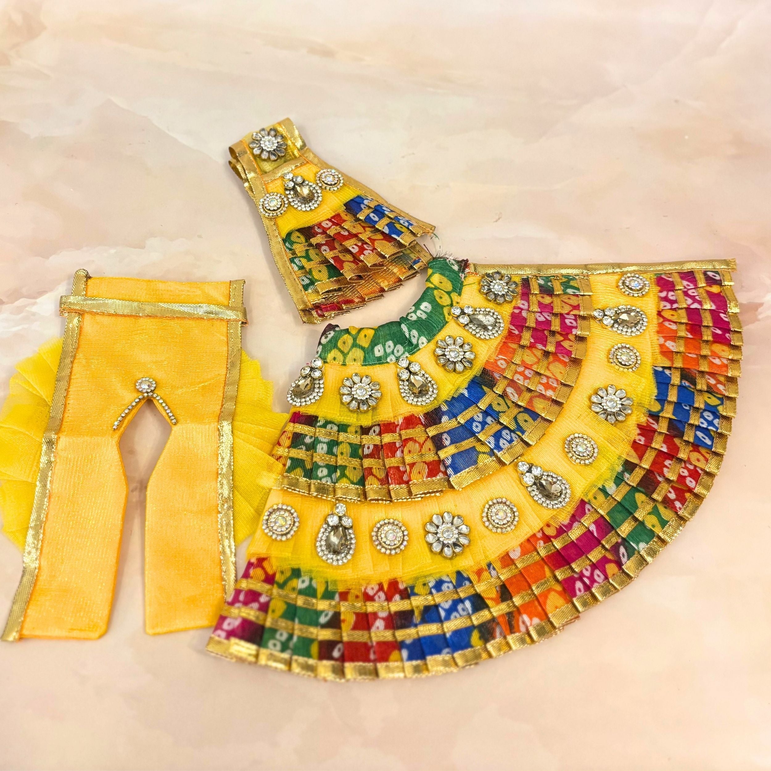 Handmade Rajkanthi Mata Rani Dress - Designer Laddu Gopal Poshak for Janmashtami, Fancy Kanha Ji Dress, Bal Gopal & Krishna Ji Dress