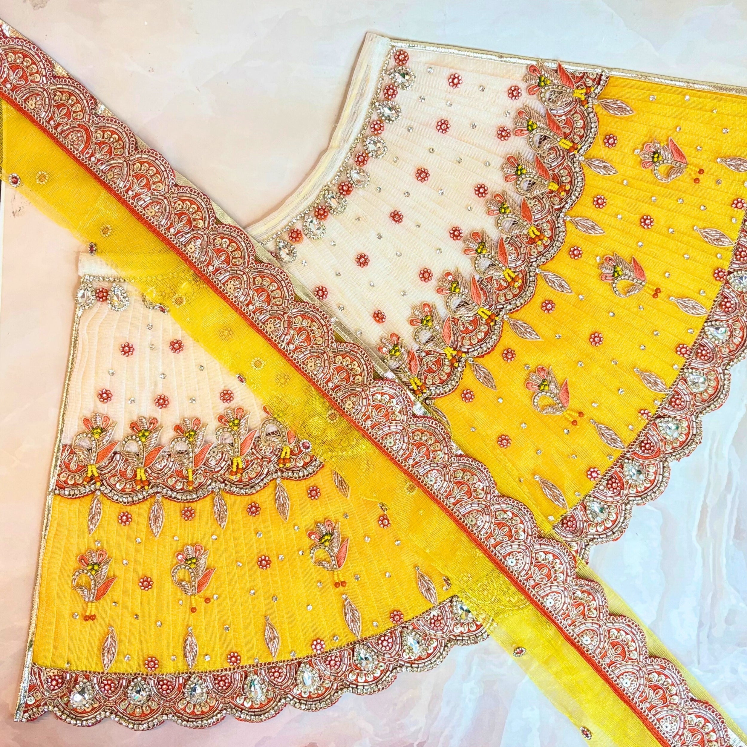 Handmade Luxe Suryaprabha Durga Maa Dress - Designer Laddu Gopal Dress, Kanha Ji Poshak, Bal Gopal & Krishna Ji Dress for Janmashtami Festival