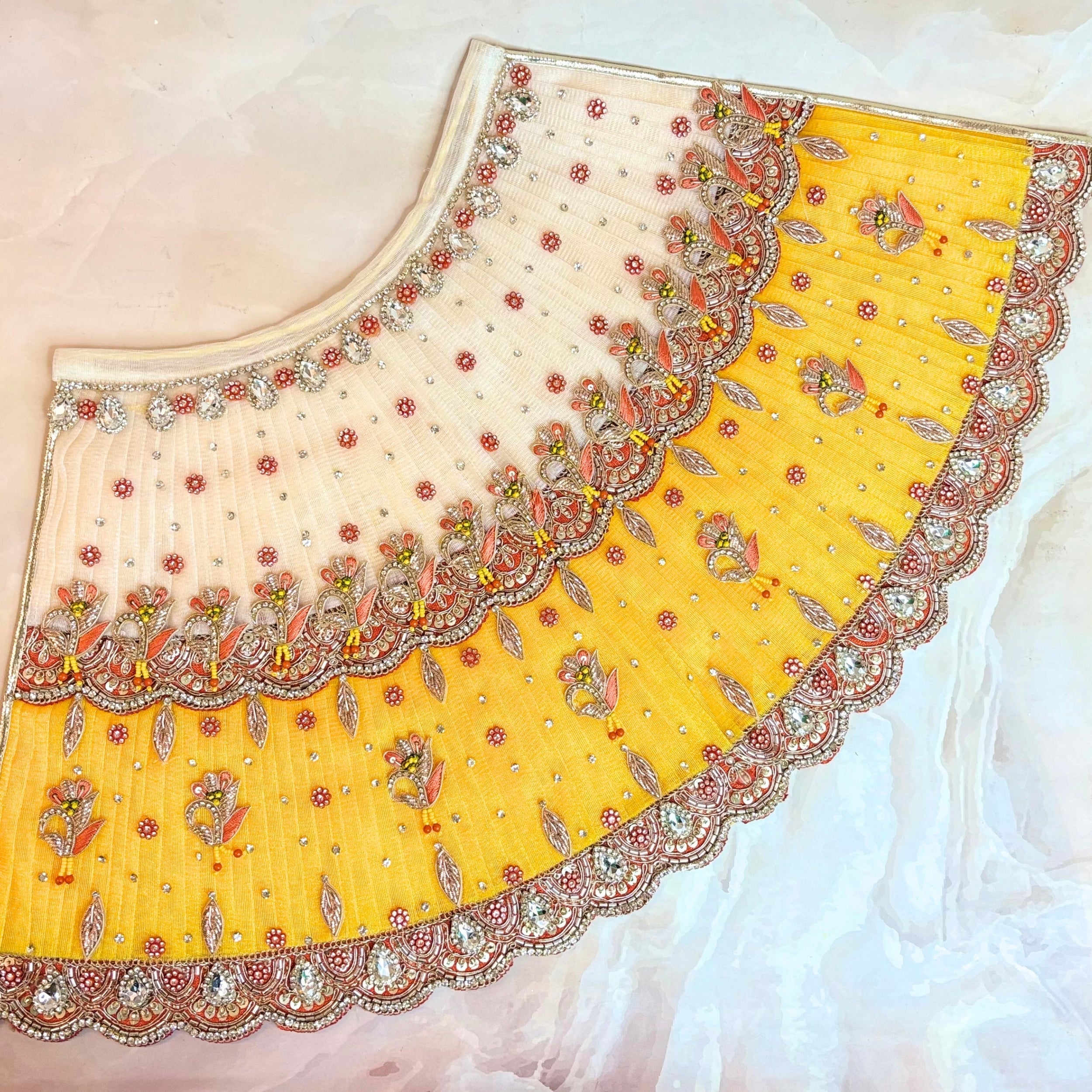 Handmade Luxe Suryaprabha Durga Maa Dress - Designer Laddu Gopal Dress, Kanha Ji Poshak, Bal Gopal & Krishna Ji Dress for Janmashtami Festival
