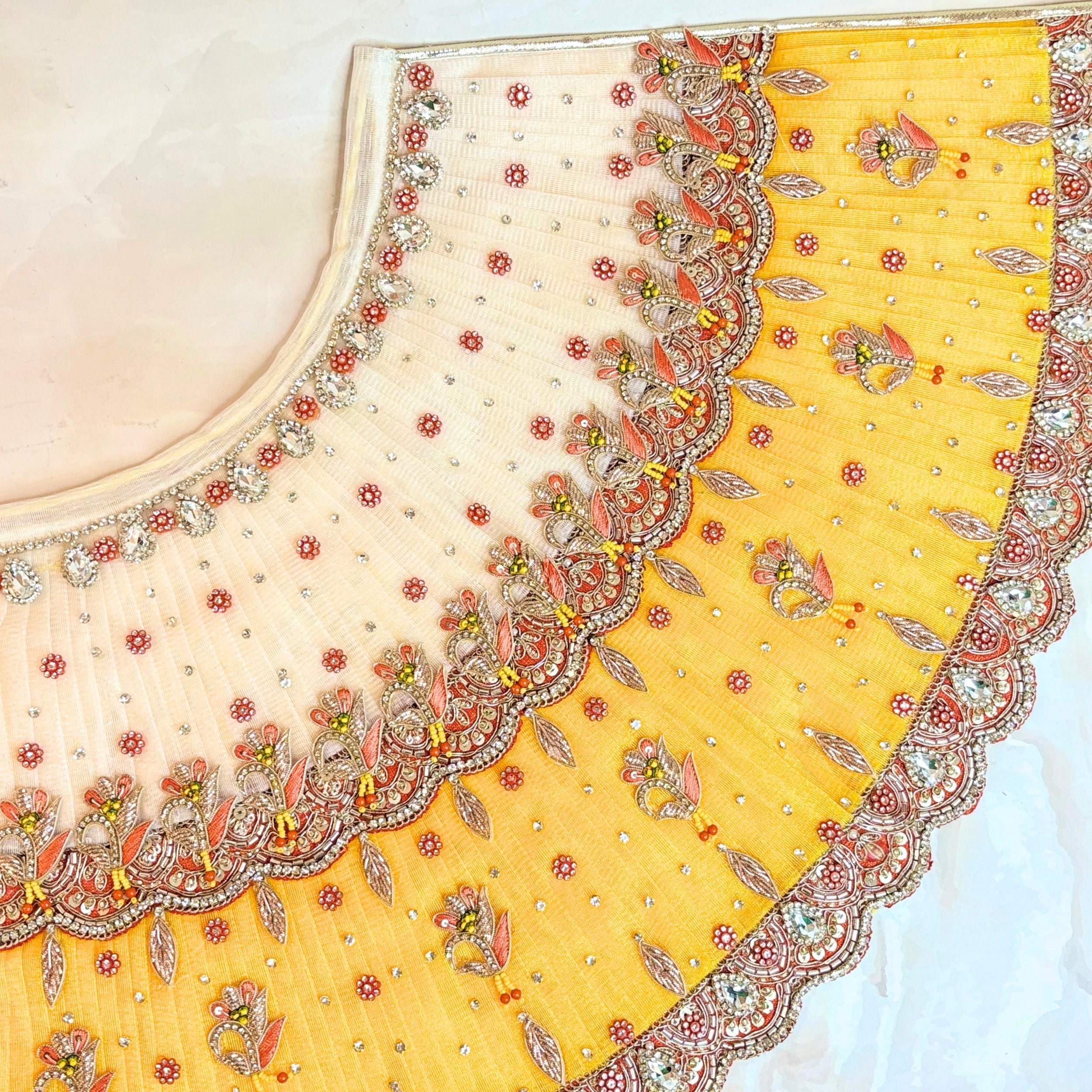 Handmade Luxe Suryaprabha Durga Maa Dress - Designer Laddu Gopal Dress, Kanha Ji Poshak, Bal Gopal & Krishna Ji Dress for Janmashtami Festival