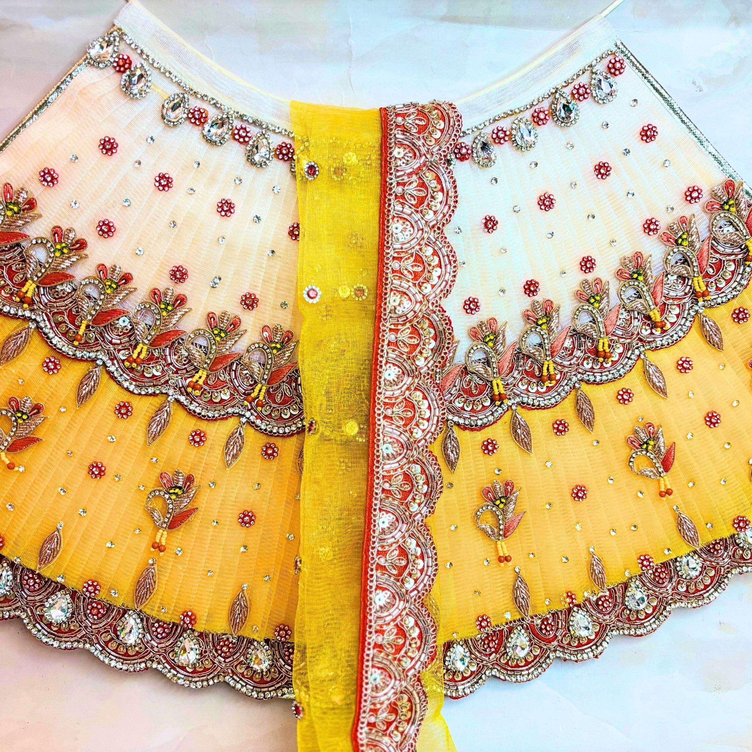 Luxe Handmade Suryaprabha Durga Maa Dress - Designer Laddu Gopal Dress, Fancy Kanha Ji Poshak for Janmashtami, Bal Gopal & Krishna Ji Dress