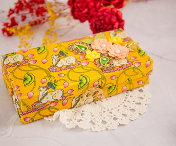 Handmade Yellow Heavy Cow Pichwai Cash Box for Laddu Gopal Dress | Designer Kanha Ji Poshak & Bal Gopal Dress for Janmashtami Festival