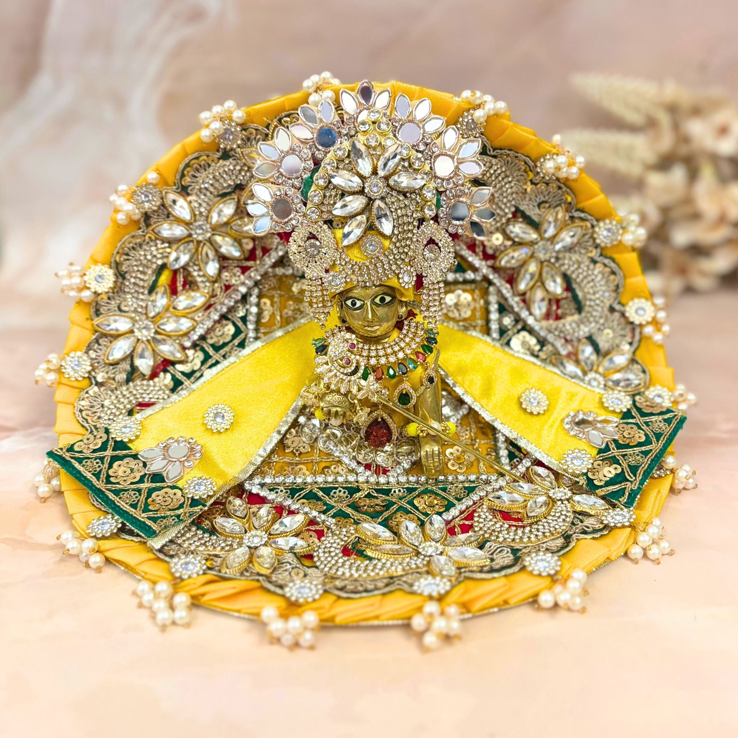 Handmade Kanakapushpa Laddu Gopal Dress - Designer Bal Gopal Poshak for Janmashtami, Fancy Krishna Ji Dress, Perfect for Festivals