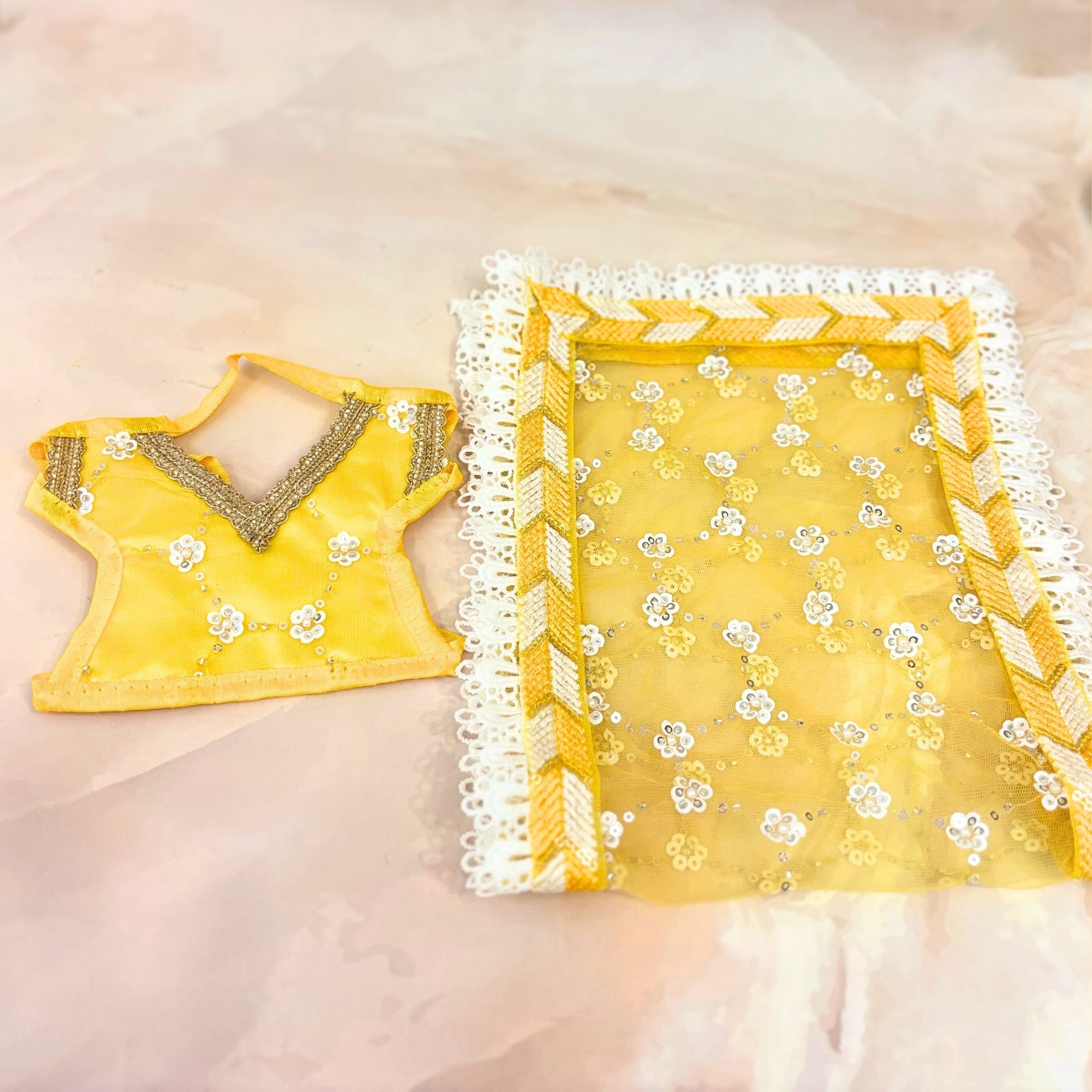 Handmade Kanakdhara Durga Maa Dress - Designer Laddu Gopal Dress, Fancy Kanha Ji Poshak for Janmashtami, Bal Gopal & Krishna Ji Dress