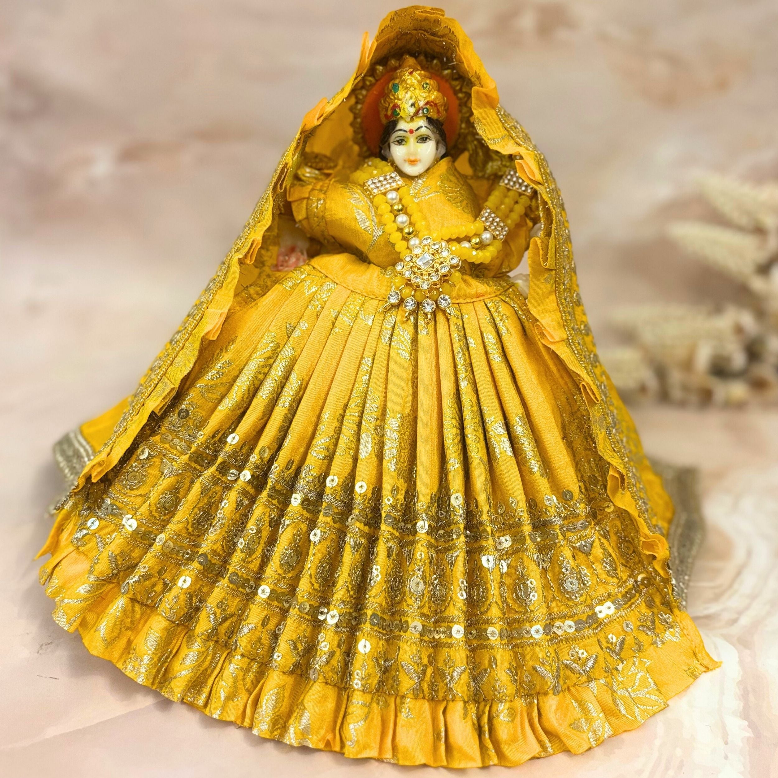 Handmade Suvarchala Mata Rani Dress - Designer Laddu Gopal Dress, Kanha Ji Poshak, Bal Gopal Dress for Janmashtami Festival