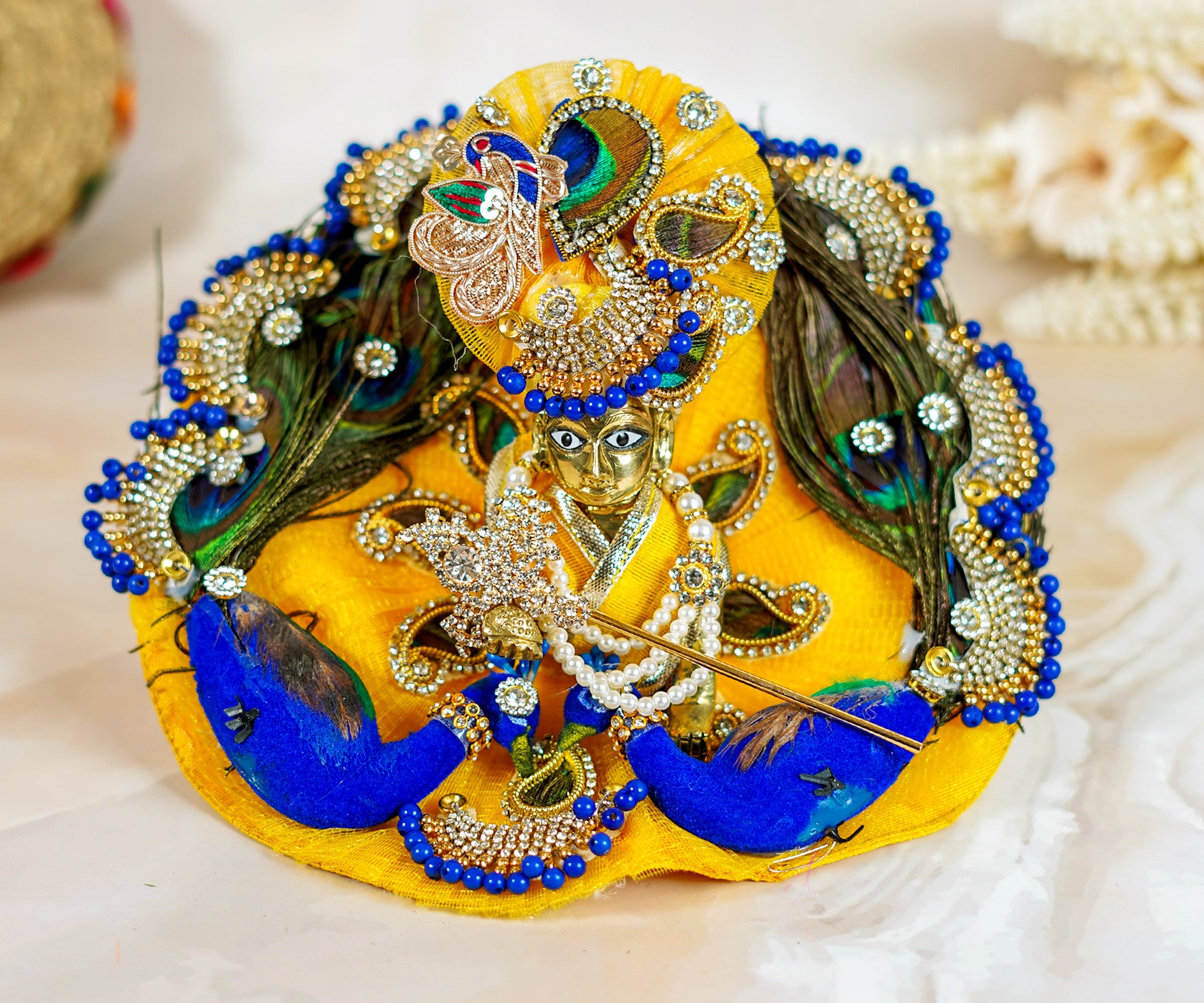 Handmade Yellow Laddu Gopal Dress - Designer Kanha Ji Poshak, Fancy Bal Gopal Outfit for Janmashtami Celebrations, Krishna Ji Dress