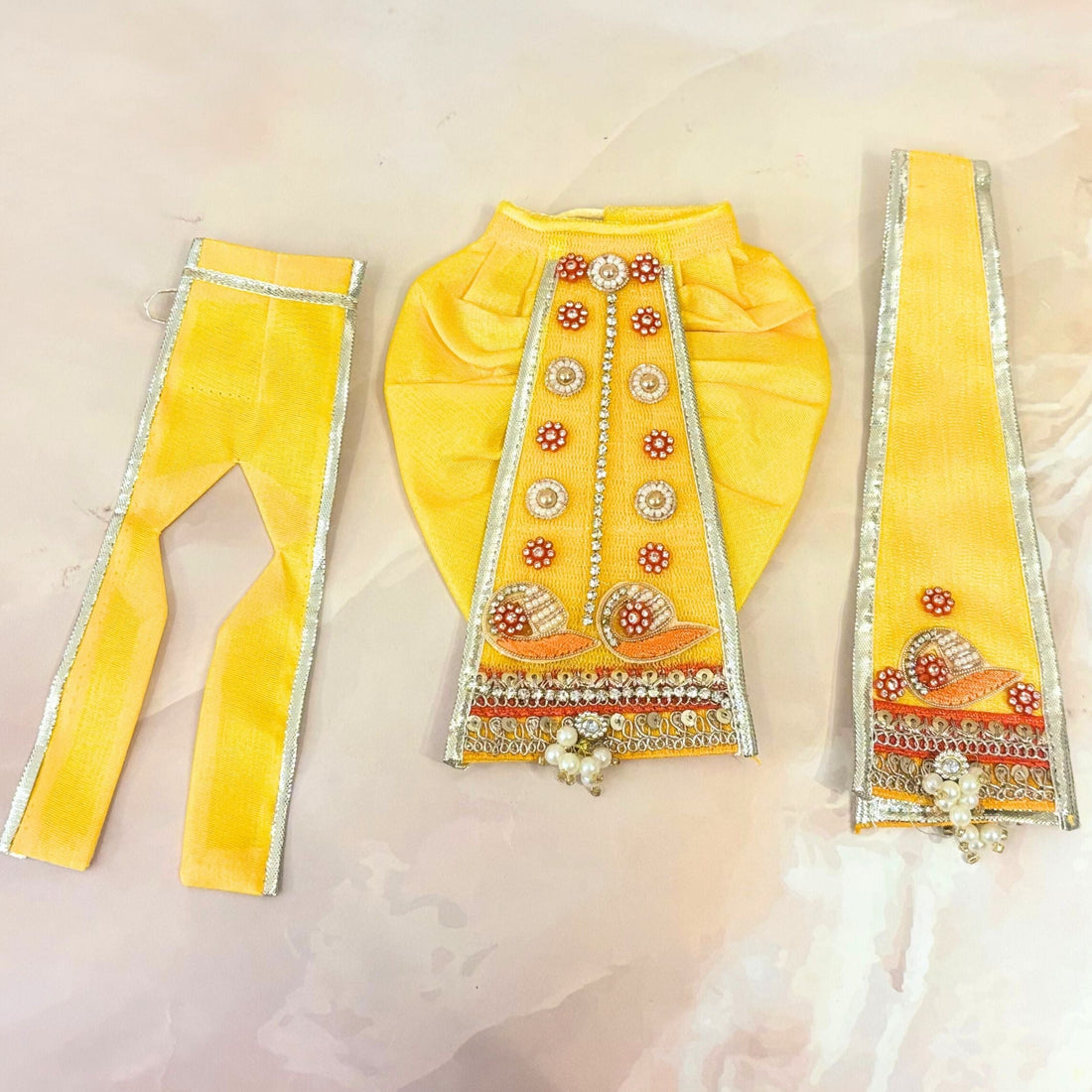 Handmade Kanakshri Radha Krishna Dress Set - Designer Laddu Gopal Dress & Poshak for Janmashtami, Fancy Bal Gopal & Krishna Ji Dress