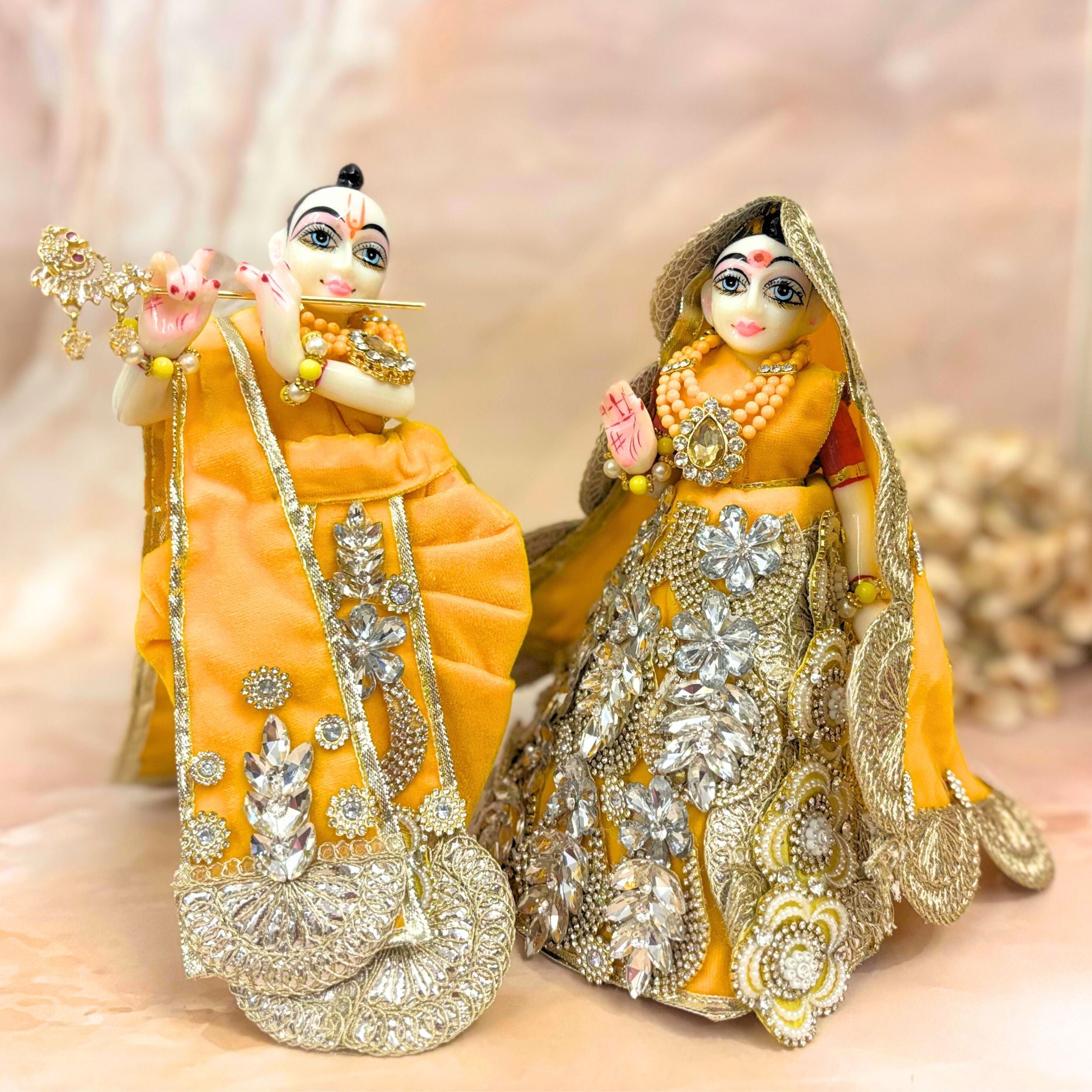 Handmade Designer Kanakleela Radhe Krishna Dress - Fancy Laddu Gopal Poshak for Janmashtami, Bal Gopal & Krishna Ji Dress