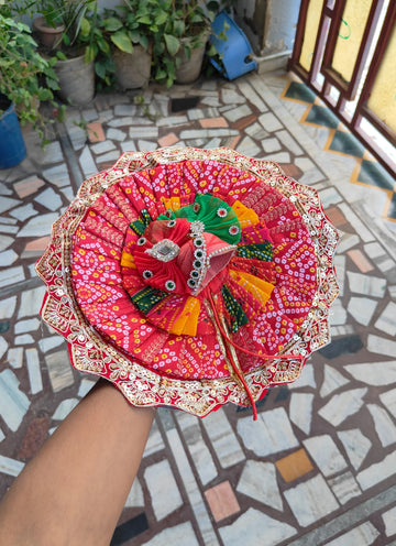 Handmade Heavy Multi-Color Laddu Gopal Dress with Pagdi - Designer Kanha Ji Poshak for Janmashtami, Fancy Bal Gopal & Krishna Ji Dress