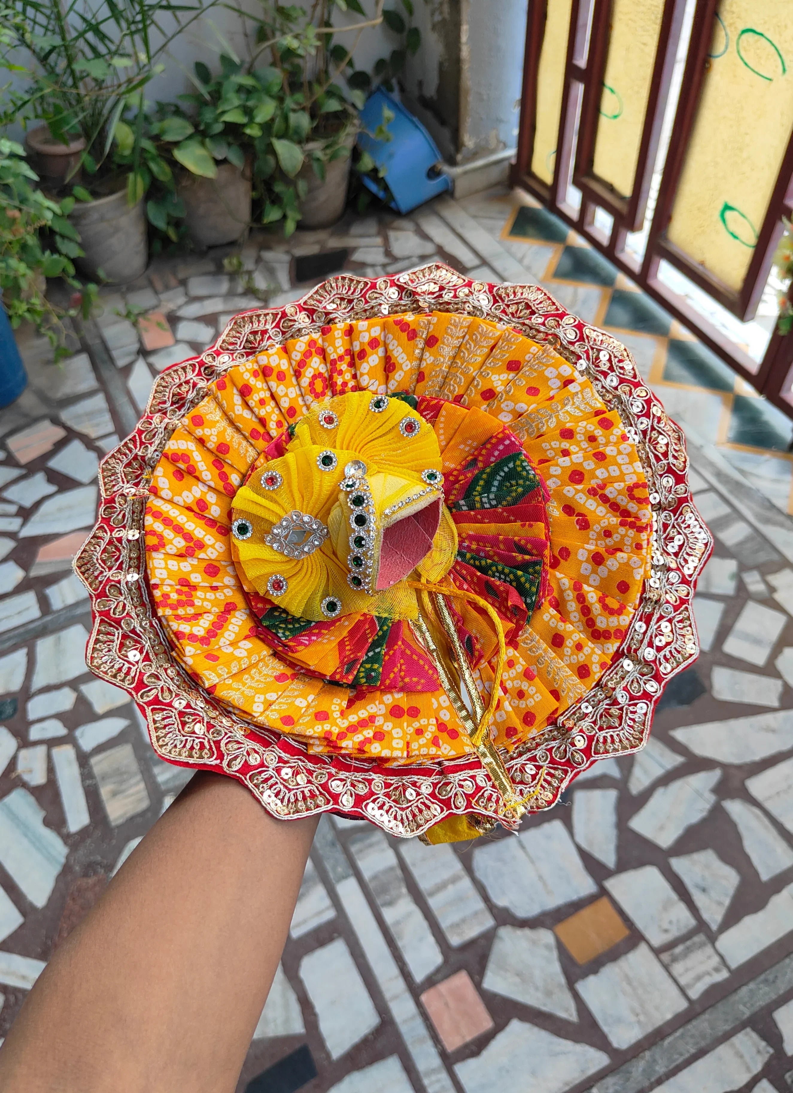 Handmade Heavy Multi-Color Laddu Gopal Dress with Pagdi - Designer Kanha Ji Poshak for Janmashtami, Fancy Bal Gopal & Krishna Ji Dress