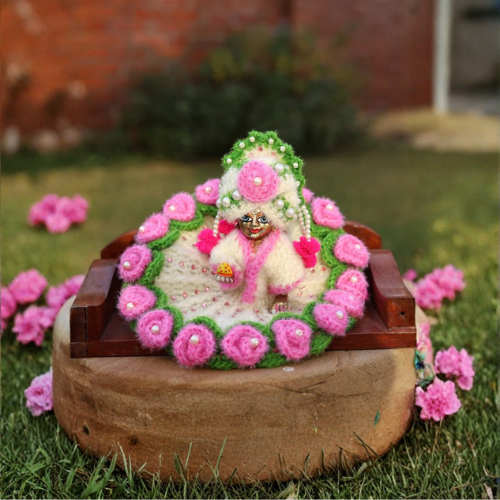Handmade Gulabo Pink Wool Laddu Gopal Poshak Set - 3 Pc Designer Dress for Kanha Ji, Bal Gopal & Krishna Ji - Perfect for Janmashtami Festival